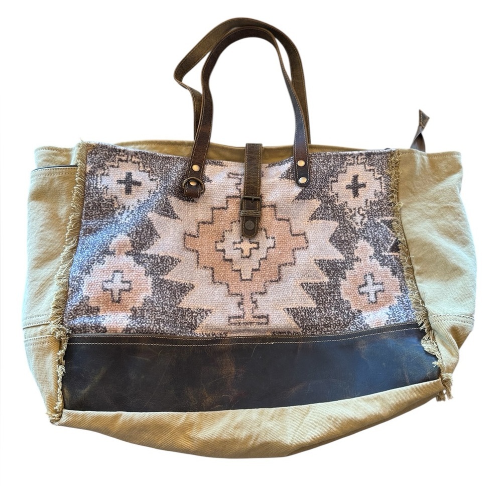 Myra Bag Boho Stylish Tan and Brown Women's Tote Bag